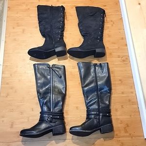 2 pair of black boots size 8W wide calf